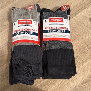 Wrangler Black and Gray Crew Relaxed Comfort Crew Socks Set X2